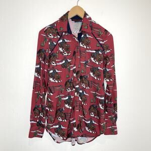 Rock & Roll Cowgirl Button Up Western Top Womens XS Bull Riding Long Sleeve